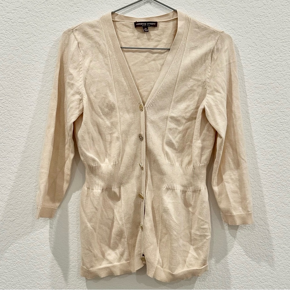 Adrienne Vittadini 3/4 Sleeve Sweater Size PS Cream Color Excellent Condition